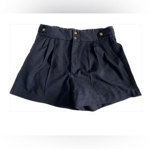 Banana Republic Sailor Shorts Pleated Blue Gold Buttons Size 12